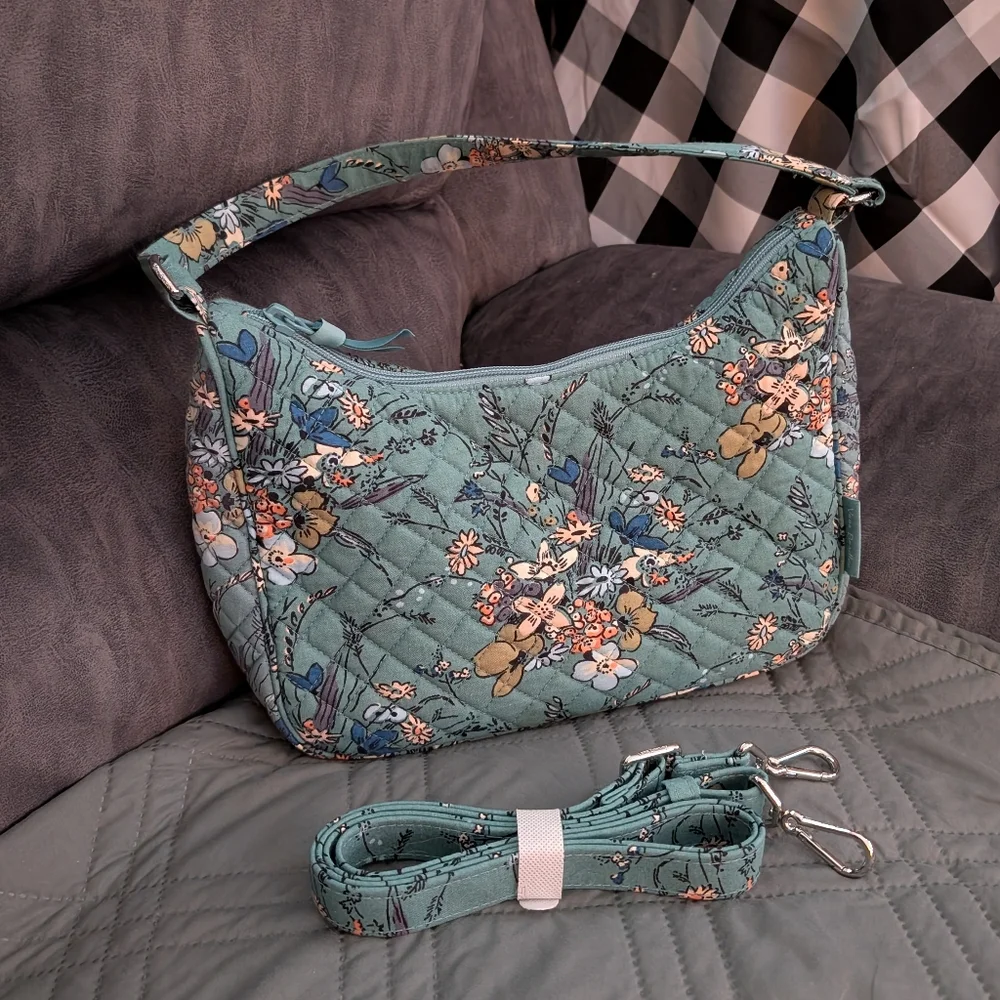Vera Bradley Frannie Crescent Crossbody bag in Sunlit Garden Sage BNNU - Picture 2 of 2